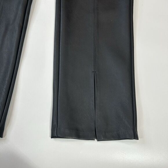 Kancan Pants Womens 26 Faux Leather Slit Flare Leg Black Pockets Classy - Picture 5 of 11